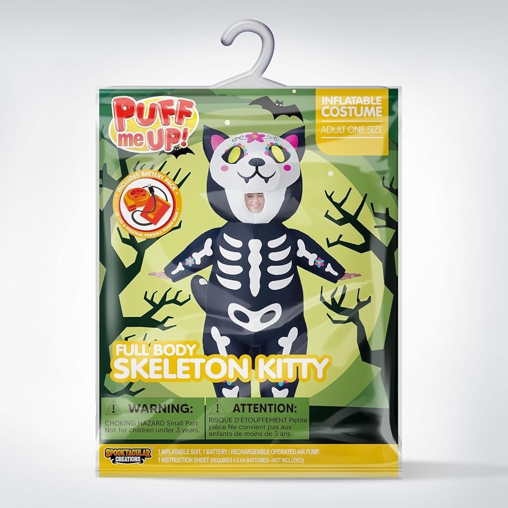 Skeleton Kitty Inflatable Costume for Kids